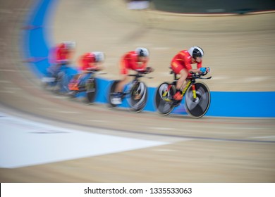 Cyclists During The Race On The Cycling Track