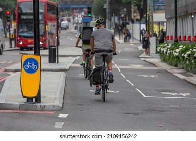 Cyclists On London Cycle Superhighway