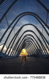 Cyclists At The Sunset,Olympic Stadium, Athens, Greece