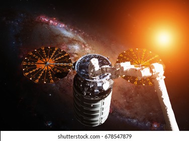 The Cygnus spacecraft in open space. Elements of this image furnished by NASA.