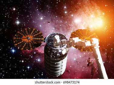 The Cygnus spacecraft in open space. Elements of this image furnished by NASA.