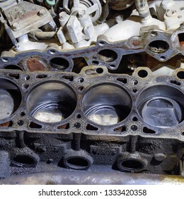 Cylinder Block Fourcylinder Engine Disassembled Motor Stock Photo ...