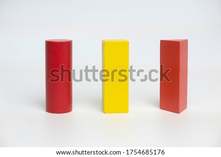 Cylinder,cuboid and triangular prism isolated on white background.