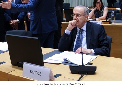 Cypriot Foreign Minister Ioannis Kasoulides Arrives For A Foreign Affairs Council (FAC) Meeting At The EU Headquarters In Brussels, Belgium On May 16, 2022. 