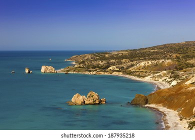 Cyprus Coastline At The Petra Tou Romiou.