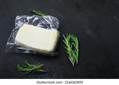 Cyprus Halloumi Cheese, On Black Dark Stone Table Background, With Copy Space For Text