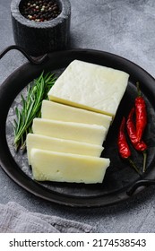 Cyprus Halloumi Cheese, On Gray Stone Table Background