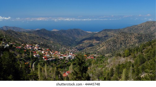 Cyprus Landscape,   Village In Troodos Mountains