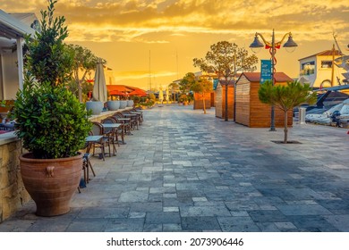 Cyprus, Limassol. 11.11.2021. Promenade, restaurants and yacht parking in the Marina