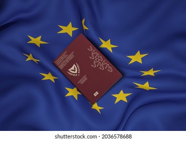 Cyprus Passport With European Union Flag In Background