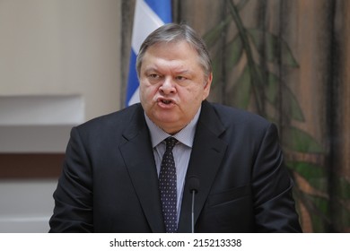  CYPRUS,NICOSIA-JUL 5:Deputy Prime Minister And Minister For Foreign Affairs Of Greece, Evangelos Venizelos Speaks To Media On July 5 In Nicosia. 