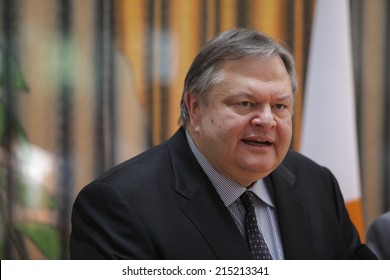  CYPRUS,NICOSIA-JUL 5:Deputy Prime Minister And Minister For Foreign Affairs Of Greece, Evangelos Venizelos Speaks To Media On July 5 In Nicosia.