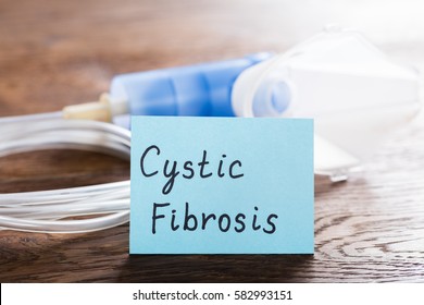 Cystic Fibrosis Concept With Inhaler Mask On Wooden Desk
