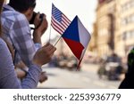 Czech and American flags in woman