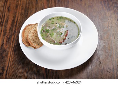 Czech Garlic Soup Plate , Bread Croutons