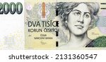 Czech opera singer Ema Destinnová, Lyre, Laurels. Portrait from Czech Republic 2000 Korun 2007 Banknotes. 
