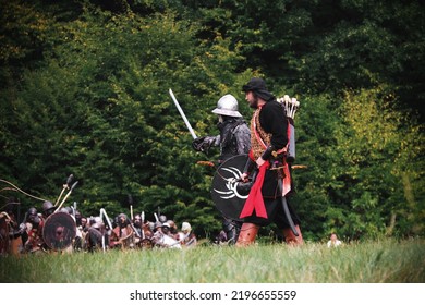 Křtiny, Czech Republic - August 27th 2022. Living Action Roleplay Battle Called Pán Prstenů (Lord Of The Rings). The Story Of The LARP Is About Battle For The Middle Earth.