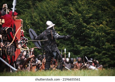 Křtiny, Czech Republic - August 27th 2022. Living Action Roleplay Battle Called Pán Prstenů (Lord Of The Rings). The Story Of The LARP Is About Battle For The Middle Earth.