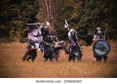 Křtiny, Czech Republic - August 27th 2022. Living Action Roleplay Battle Called Pán Prstenů (Lord Of The Rings). The Story Of The LARP Is About Battle For The Middle Earth.