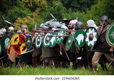 Křtiny, Czech Republic - August 27th 2022. Living Action Roleplay Battle Called Pán Prstenů (Lord Of The Rings). The Story Of The LARP Is About Battle For The Middle Earth.