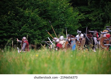 Křtiny, Czech Republic - August 27th 2022. Living Action Roleplay Battle Called Pán Prstenů (Lord Of The Rings). The Story Of The LARP Is About Battle For The Middle Earth.