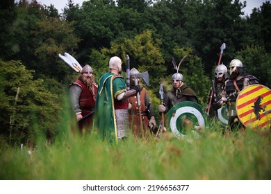 Křtiny, Czech Republic - August 27th 2022. Living Action Roleplay Battle Called Pán Prstenů (Lord Of The Rings). The Story Of The LARP Is About Battle For The Middle Earth.