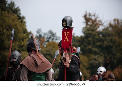 Křtiny, Czech Republic - August 27th 2022. Living Action Roleplay Battle Called Pán Prstenů (Lord Of The Rings). The Story Of The LARP Is About Battle For The Middle Earth.