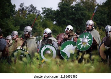 Křtiny, Czech Republic - August 27th 2022. Living Action Roleplay Battle Called Pán Prstenů (Lord Of The Rings). The Story Of The LARP Is About Battle For The Middle Earth.