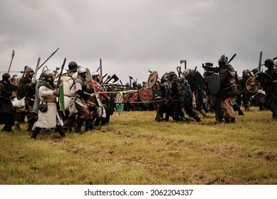 Křtiny, Czech Republic - August 28th 2021. Living Action Roleplay Battle Called Pán Prstenů (Lord Of The Rings). The Story Of The LARP Is About Battle For The Middle Earth.