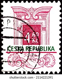 Czech Republic, Circa 1999: Postage Stamp From The Series
Historical Architectural Styles Printed In The Czech Republic Dedicated To Rococo.