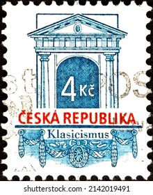 Czech Republic, Circa 1999: Postage Stamp From The Series
Historical Architectural Styles Printed In The Czech Republic Dedicated To Rococo.