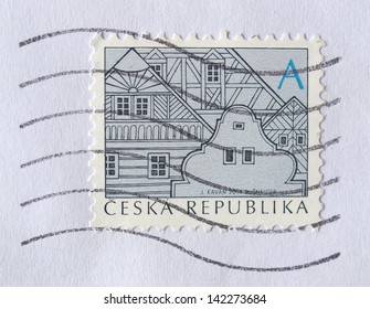 CZECH REPUBLIC, CIRCA 2012 - Stamp depicting traditional Czech architecture, released in the Czech Republic, circa 2012