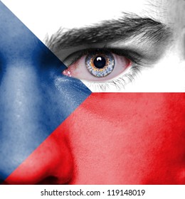 Czech Republic Flag Painted On Face