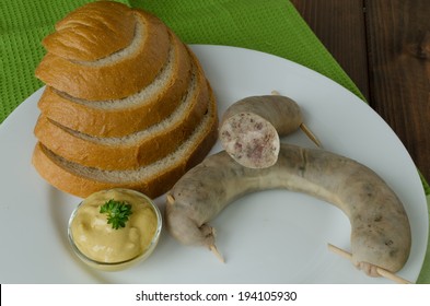 Czech Sausage Of Pig Slaughter, With Bread And Mustard