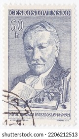 CZECHOSLOVAKIA - 1961 March 27: An 60 Hellers Dark Blue Postage Stamp Showing Portrait Of Pavol Orszagh (Országh) Hviezdoslav, Was A Slovak Poet, Dramatist, Translator, Parliamentary