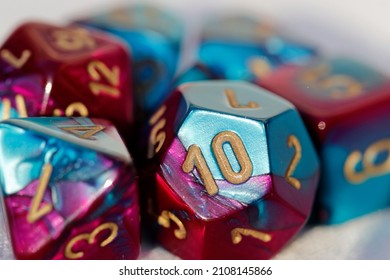 D20 Dice, Teal Fuschia Pink, Numbers, Dungeons And Dragons