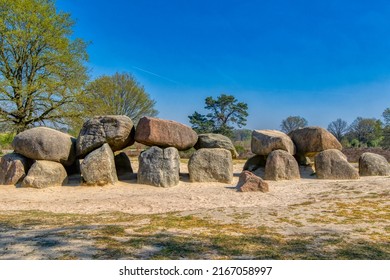 D53 is the second largest hunebed in Holland (D27 is 'the first') and one with a remarkable history.  
It counts 9 capstones. Foundations consists of 23 sidestones.