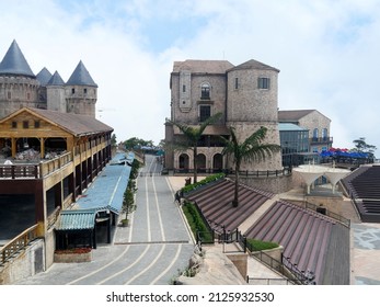 Da Nang, Vietnam - April 12, 2021: Empty French Village In Ba Na Hills, A Famous Theme Park In Central Vietnam