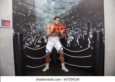 Da Nang, Vietnam - Dec 17, 2016: Boxer Muhammad Ali Wax Statue On Display At Ba Na Hills Mountain Resort, Vietnam.