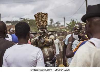 Dabre, Akoure, Alepe - Ivory Coast - August 2019 / Generation Ceremony In GWA Country - M'gbatto - Warriors Dancing To Tribal Rhythms