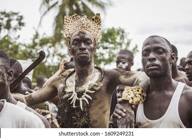 Dabre, Akoure, Alepe - Ivory Coast - August 2019 / Generation Ceremony In GWA Country - M'gbatto - Warriors Dancing To Tribal Rhythms