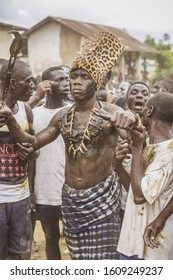 Dabre, Akoure, Alepe - Ivory Coast - August 2019 / Generation Ceremony In GWA Country - M'gbatto - Warriors Dancing To Tribal Rhythms