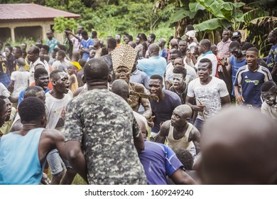 Dabre, Akoure, Alepe - Ivory Coast - August 2019 / Generation Ceremony In GWA Country - M'gbatto - Warriors Dancing To Tribal Rhythms