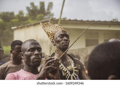 Dabre, Akoure, Alepe - Ivory Coast - August 2019 / Generation Ceremony In GWA Country - M'gbatto - Warriors Dancing To Tribal Rhythms