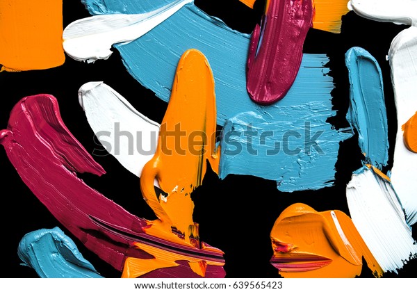 Dabs Oil Paint On Black Palette Stock Photo (Edit Now) 639565423