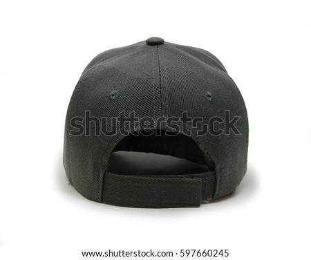 Dack gray blank baseball cap closeup of back view on white background