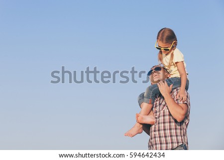 Similar – Image, Stock Photo Father and daughter laughing together