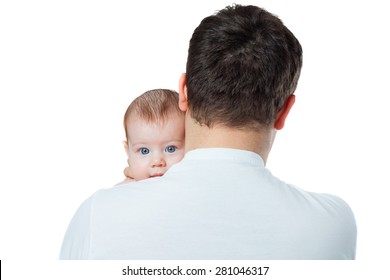 Dad Gently Holding Her Baby On Her Shoulder