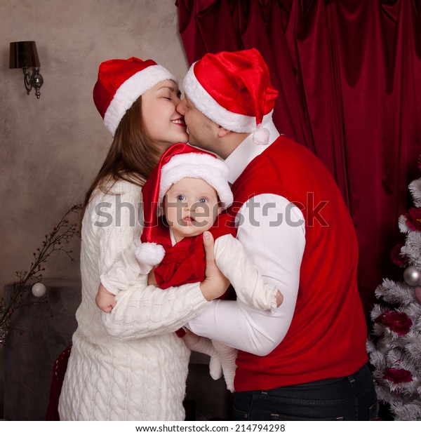 mom and dad santa hats