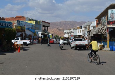 Dahab, Egypt - 19.02.2022: A street traffic in a Middle East city